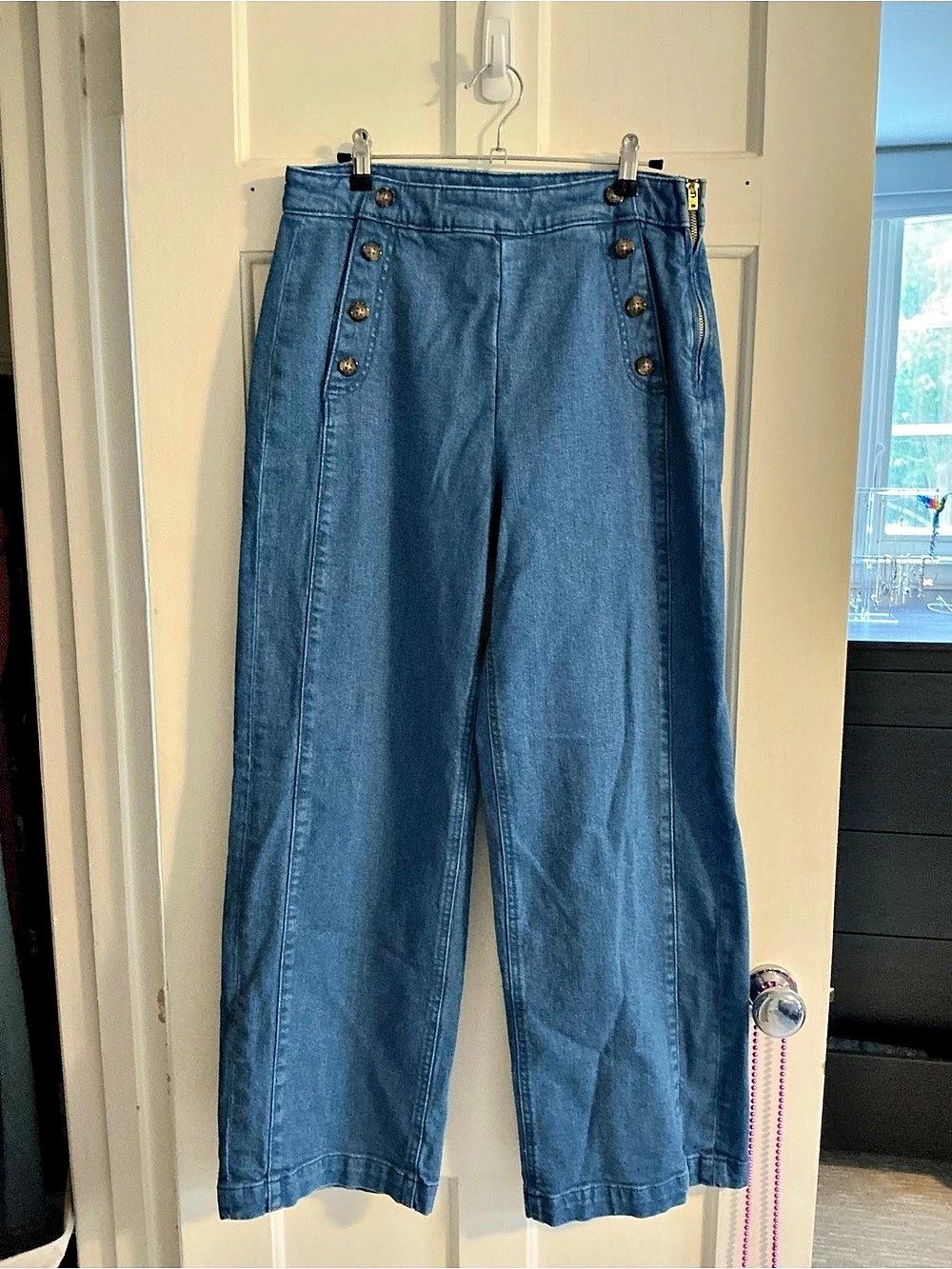 Old Navy Extra High-Rise, Sky-Hi Wide Leg Pants in Blue Like New